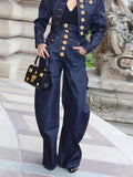 High Waisted Loose Buttoned Pockets Jean Pants