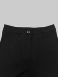 Close-up of High Waisted Wide Leg Pants showcasing the waistband and button detail.