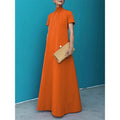 Cotton Blend High Neck Maxi Dress