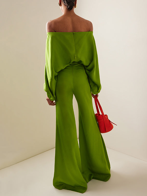 High Waisted Loose Solid Color Trousers