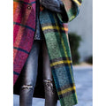 Plaid Woolen Windbreaker Coat - Loose Lapel Jacket