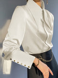 Loose Buttoned Lapel Blouse for Women