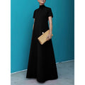 Cotton Blend High Neck Maxi Dress