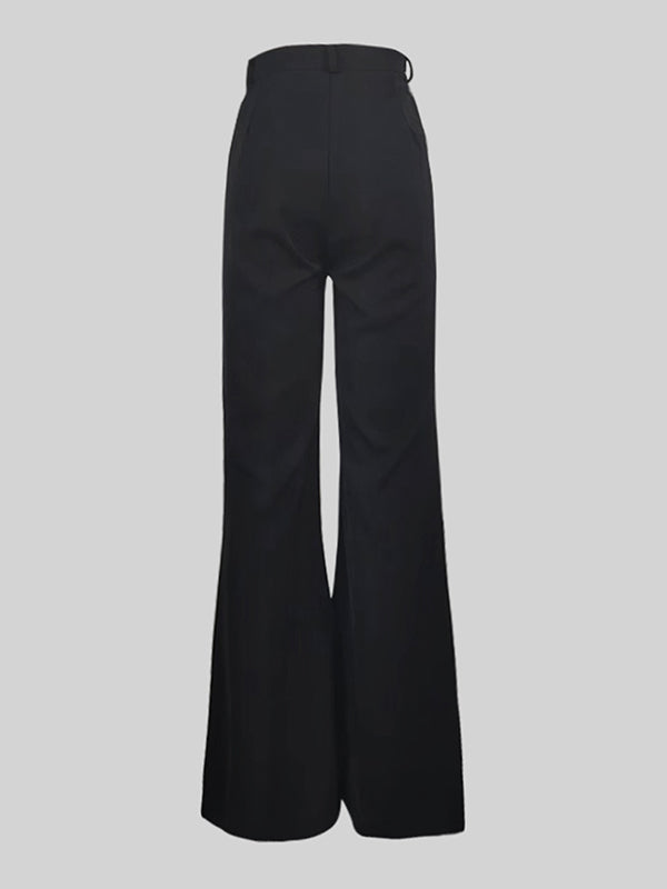 High Waisted Wide Leg Pants displayed from the back, featuring a sleek fit and wide-leg silhouette.