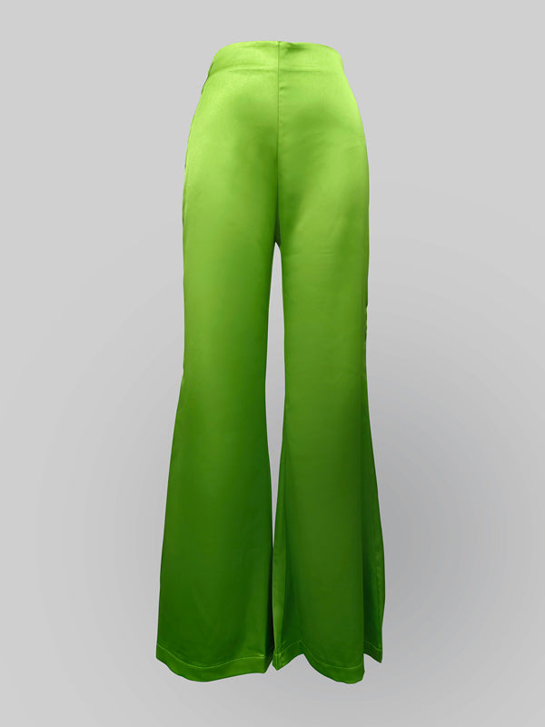 High Waisted Loose Solid Color Trousers