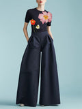 Short Sleeves Skinny Floral Printed Round-Neck T-Shirts