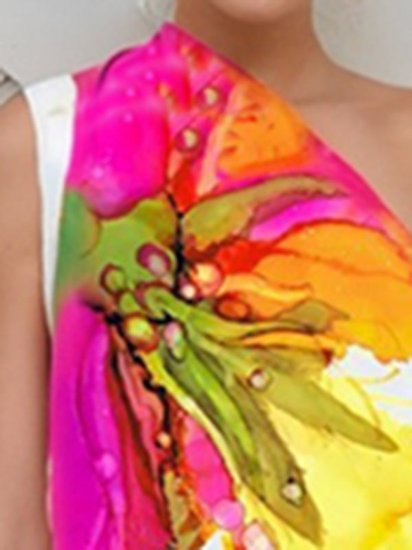 Floral One Shoulder Vest Top