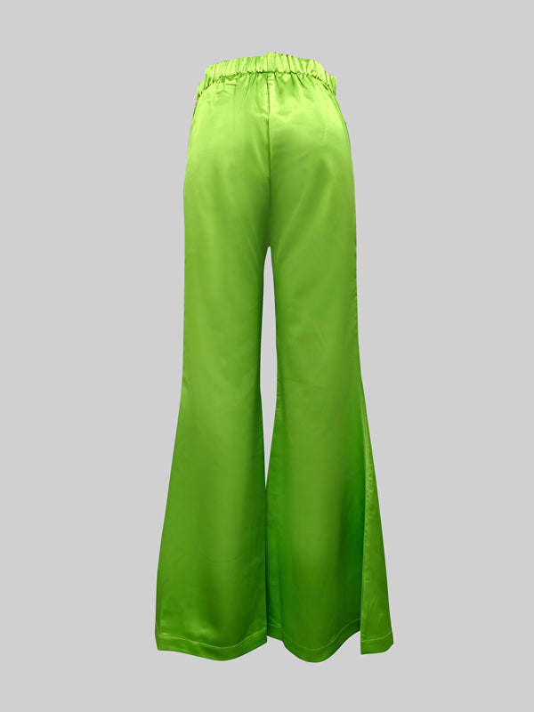 High Waisted Loose Solid Color Trousers
