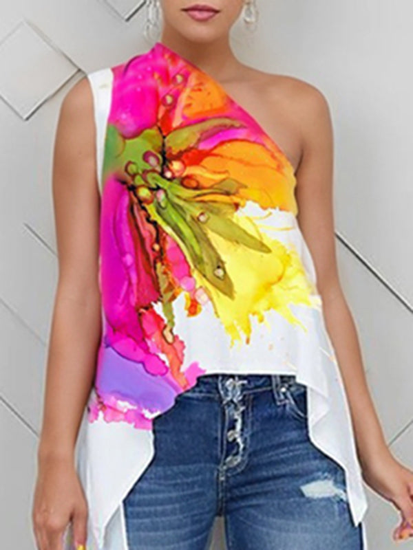 Floral One Shoulder Vest Top