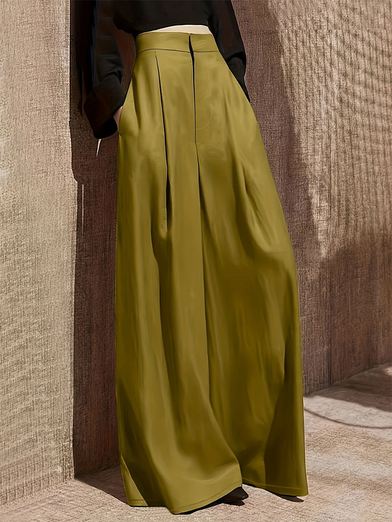  Loose Wide Leg Solid Color Suit Pants Trousers