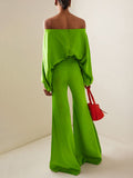 High Waisted Loose Solid Color Trousers