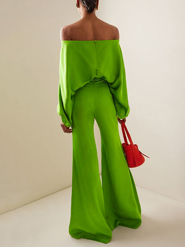 High Waisted Loose Solid Color Trousers