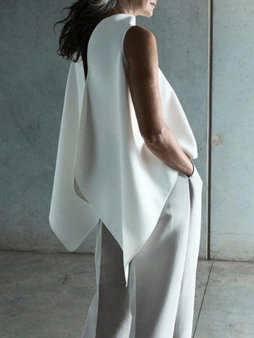 Asymmetric Stand Collar Vest