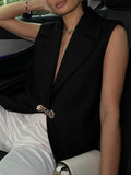 Loose Sleeveless Split-Joint Deep V-Neck Vest Outerwear