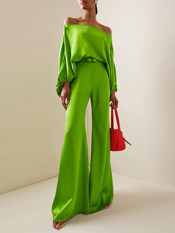 High Waisted Loose Solid Color Trousers